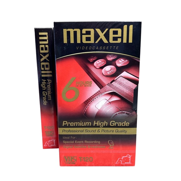 Maxell Premium High Grade T-120 VHS Videocassette Tape New Lot of 5‎ - Picture 2 of 5